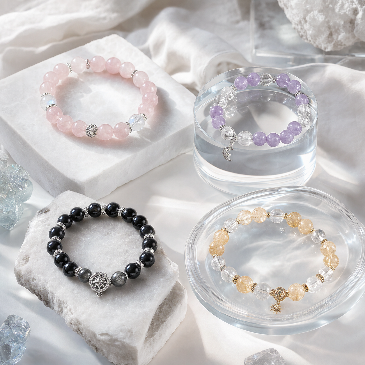 Rose quartz crystal bracelet